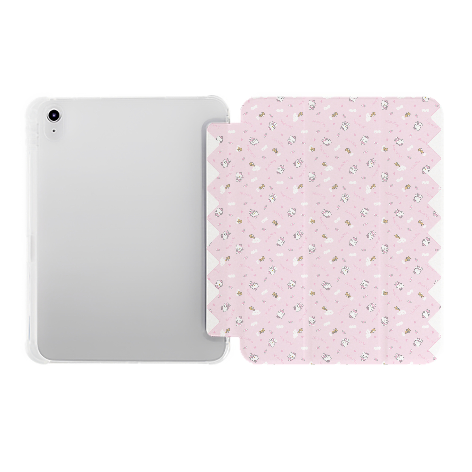 （画像用） Hello Kitty ハローキティ IPad ケース ペン収納付き 三つ折りスタンド PUレザー×シリコン 対応機種9.5/10.5/10.9インチ